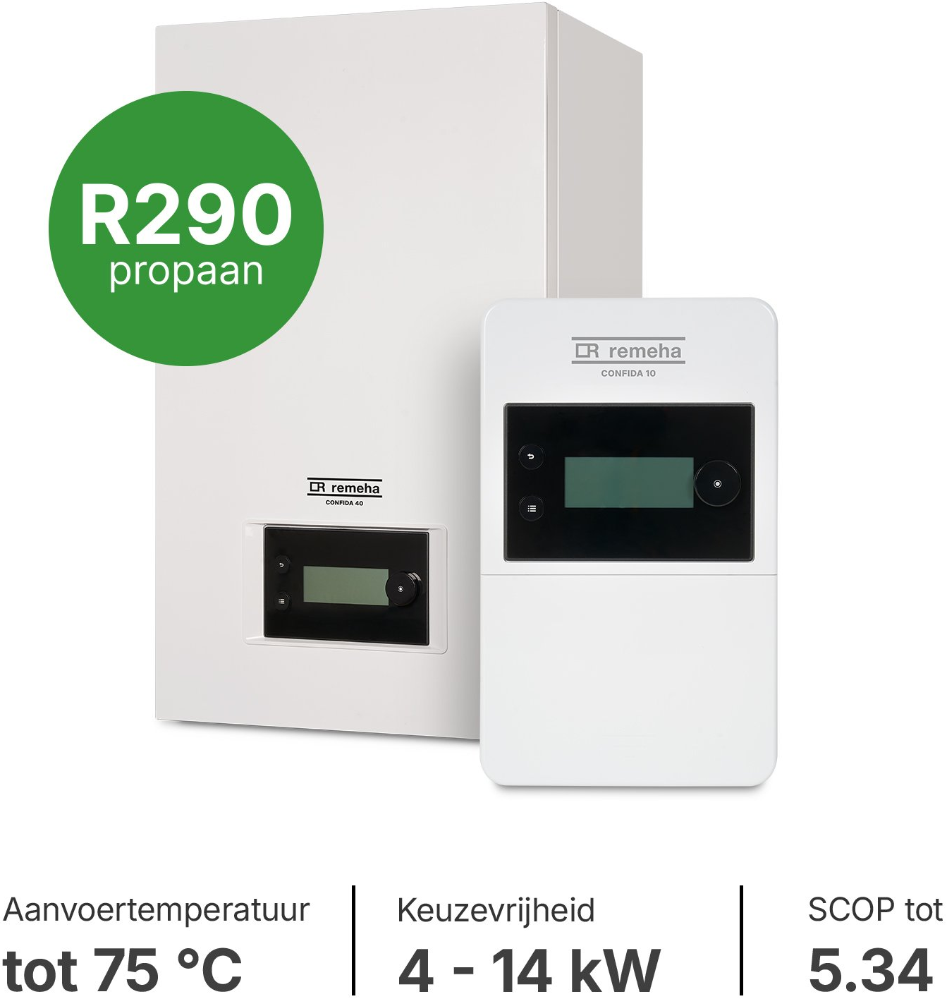 Remeha Confida MB 400 lucht-water warmtepomp met R290 propaan koudemiddel, Calor Clima